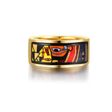 Fire Enamel  Egypt Queen Pattern Rings