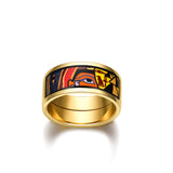 Fire Enamel  Egypt Queen Pattern Rings