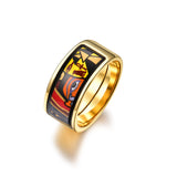 Fire Enamel  Egypt Queen Pattern Rings