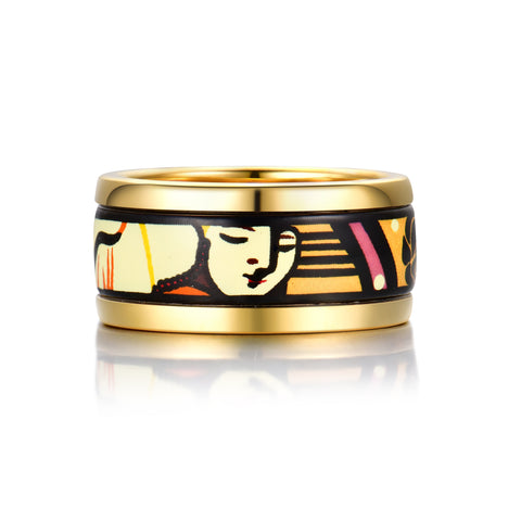 Fire  Enamel Dream Pattern Ring