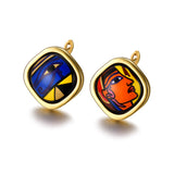 Fire Enamel  Egypt Queen Pattern Earring