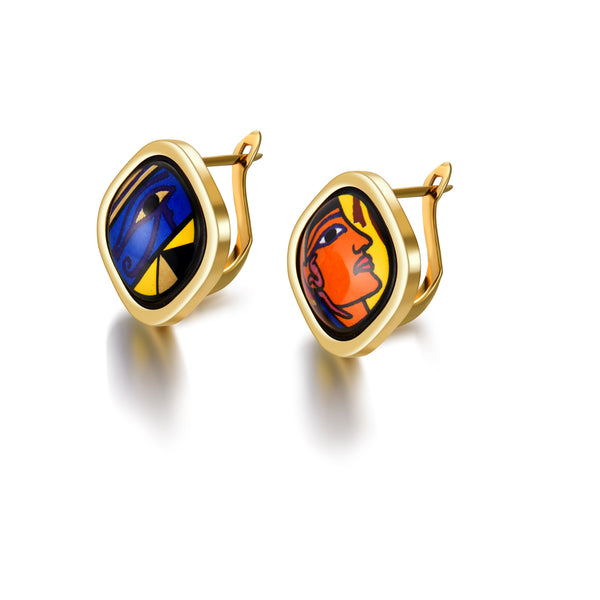Fire Enamel  Egypt Queen Pattern Earring