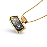 Fire Enamel Girl Before Mirror Pattern Pendant