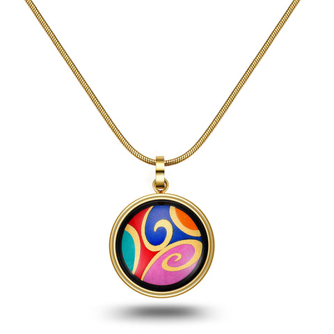 Fire Enamel Wave Pattern Pendant