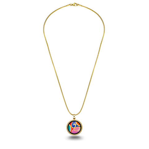 Fire Enamel Wave Pattern Pendant