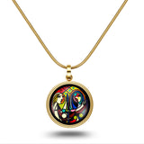 Fire Enamel Girl Before Mirror Pattern Pendant