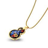 Fire Enamel Night Blossom Pattern Pendant
