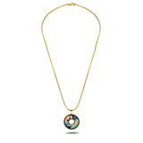 Fire Enamel Peony Pattern Pendant