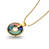 Fire Enamel Peony Pattern Pendant