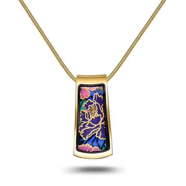 Fire Enamel Peony Pattern Pendant