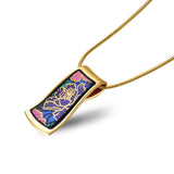 Fire Enamel Peony Pattern Pendant