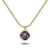 Fire Enamel Peony Pattern Pendant