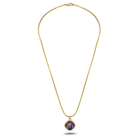 Fire Enamel Peony Pattern Pendant