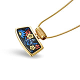 Fire Enamel Night Blossom Pattern Pendant