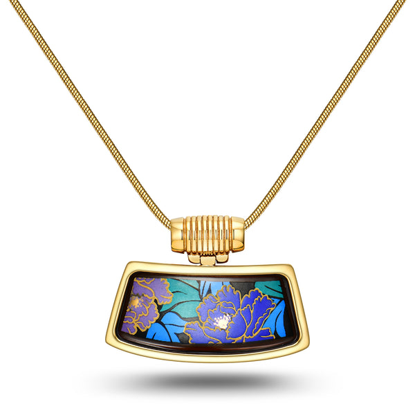 Fire Enamel Peony Pattern Pendant