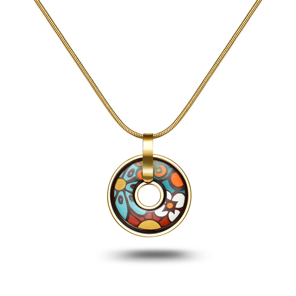 Fire Enamel Fleeting Time Pattern Pendant