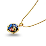 Fire Enamel Night Blossom Pattern Pendant