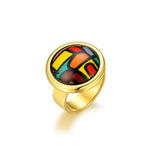 Fire Ename Venice Night Pattern Ring