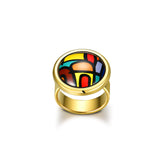 Fire Ename Venice Night Pattern Ring