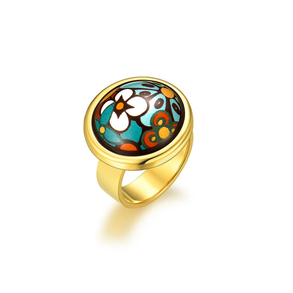 Fire Enamel Fleeting Time Pattern Ring