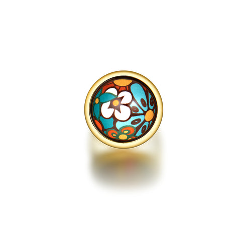 Fire Enamel Fleeting Time Pattern Ring