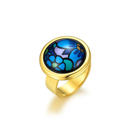 Fire Enamel Fleeting Time Pattern Ring