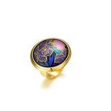 Fire Enamel Peony Pattern Ring