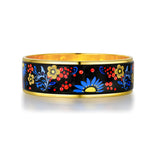 Fire Enamel Night Blossom Pattern Bangle