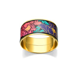 Fire Enamel Peony Pattern Bangle