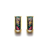 Fire Enamel Peony Pattern Earring