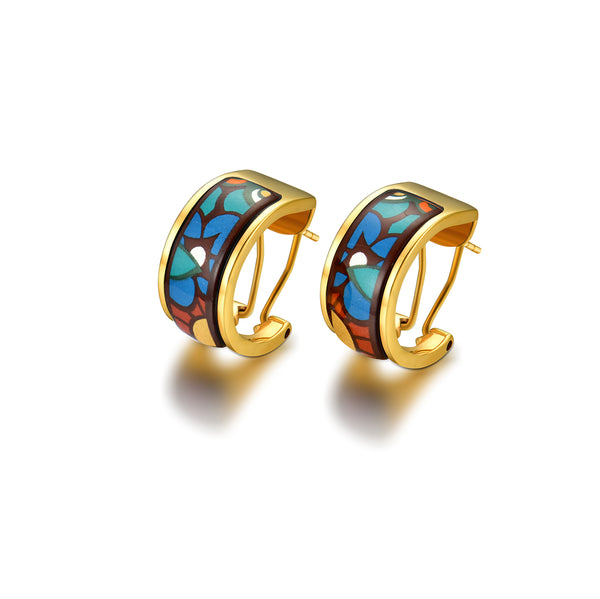 Fire Enamel Fleeting Time  Pattern Earrings