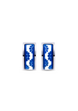 Fire Enamel White And Blue Pattern Earrings