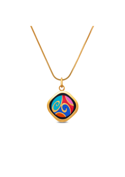 Fire Enamel Wave Pattern Pendant