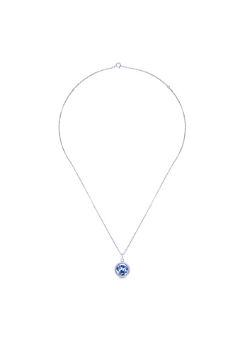 Fire Enamel White And Blue Pattern Pendant