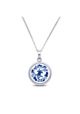 Fire Enamel White And Blue Pattern Pendant