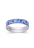 Fire Enamel White And Blue Pattern Bangle