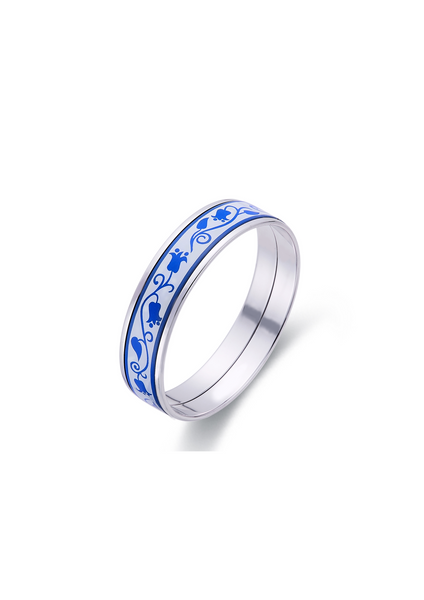 Fire Enamel White And Blue Pattern Bangle