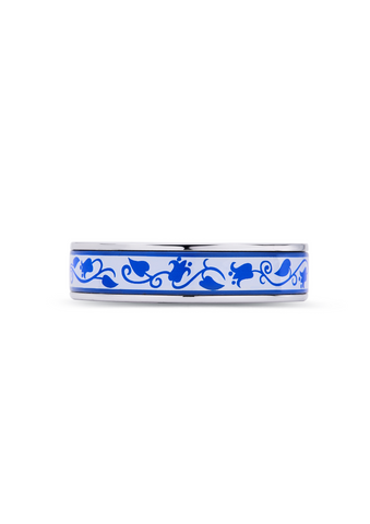 Fire Enamel White And Blue Pattern Bangle